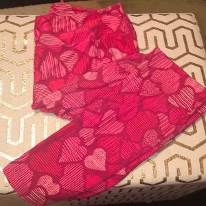 LulaRoe women’s TC pink heart leggings